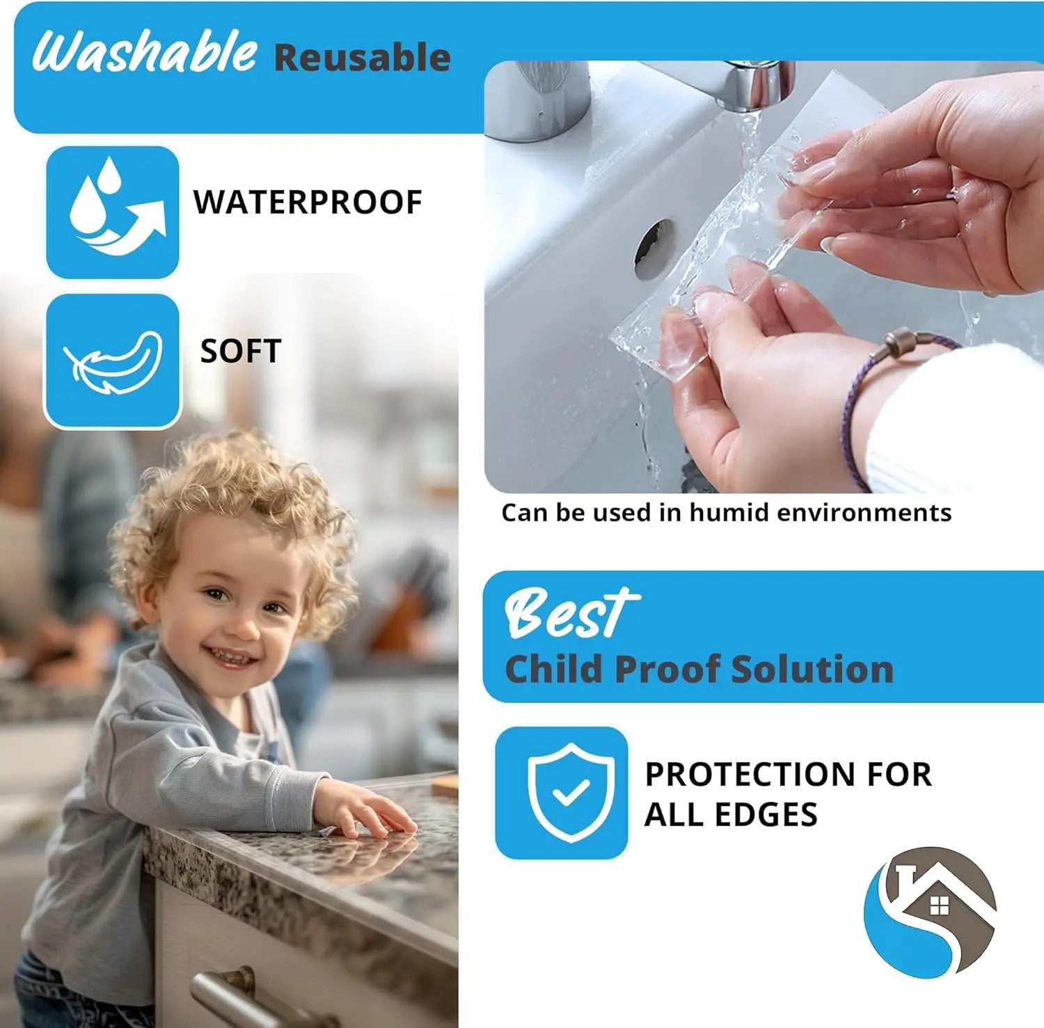 15ft Clear Self-Adhesive Corner & Edge Protectors for Baby Safety on Furniture and Tables