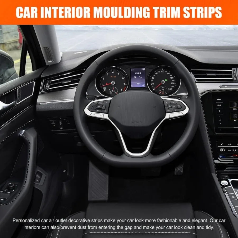 Car Interior Moulding Trim Strips 33Ft/10M Universal Electroplating Decoration Filler Insert Strips for Dashboard Styling DIY F