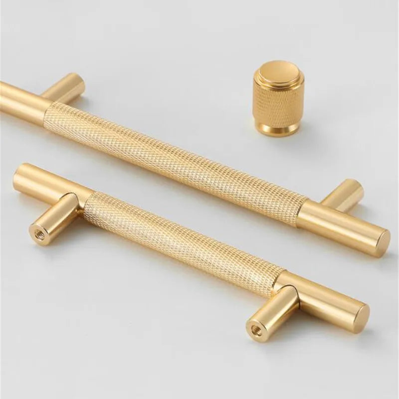 KK&FING Gold Knurled Handles For Cabinet And Drawer Aluminum Alloy Wardrobe Handles Kitchen Cabinet Pulls Knurled Drawer Knobs