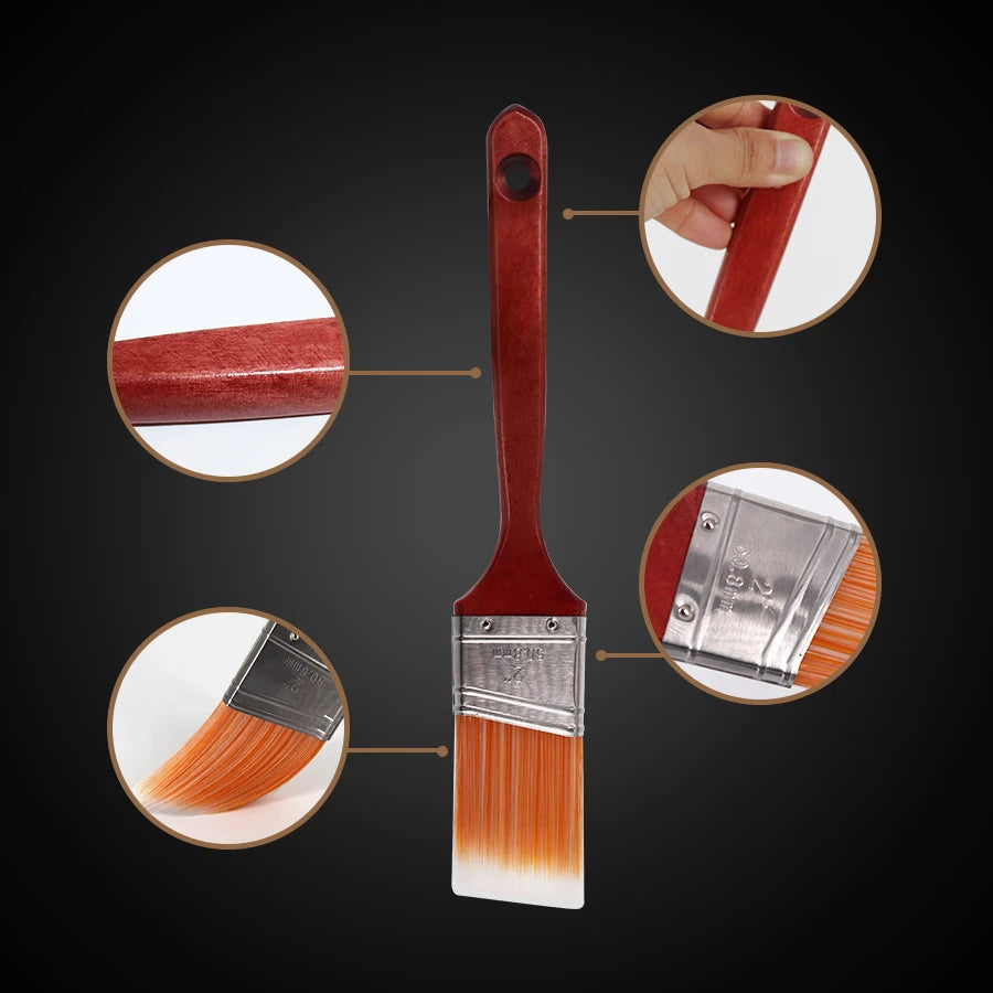 3-piece set of professional paint brushes, high elasticity bristles, 2 inches with long wooden handles, easy to paint
