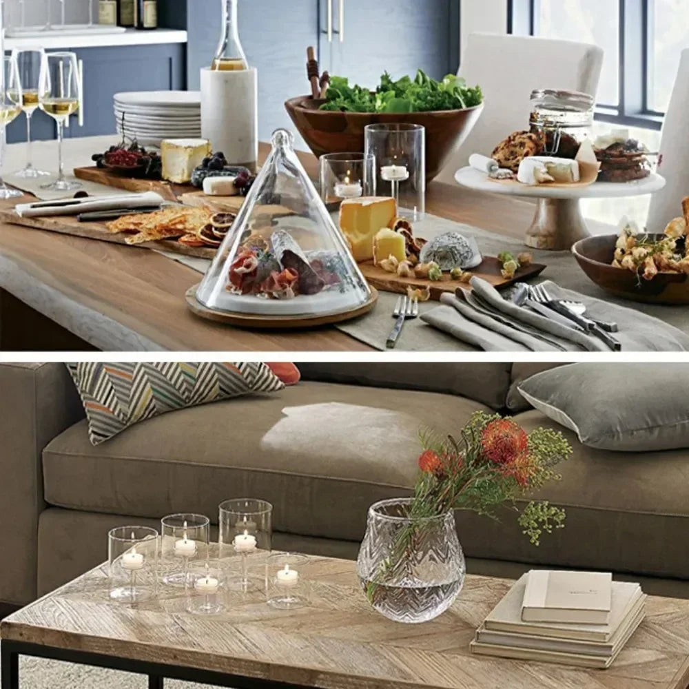 Glasseam Glass Tealight Candle Holder Modern Cylinder Candle Holders for Table Centerpiece Wedding Christmas Party Decorations