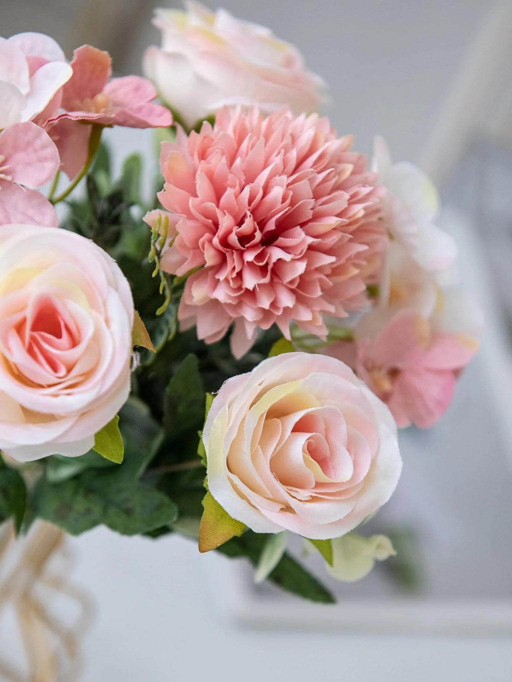 1 Bouquet Artificial Roses w/ Silk Balls: Wedding Home Decor & Holiday/Birthday Gift DIY