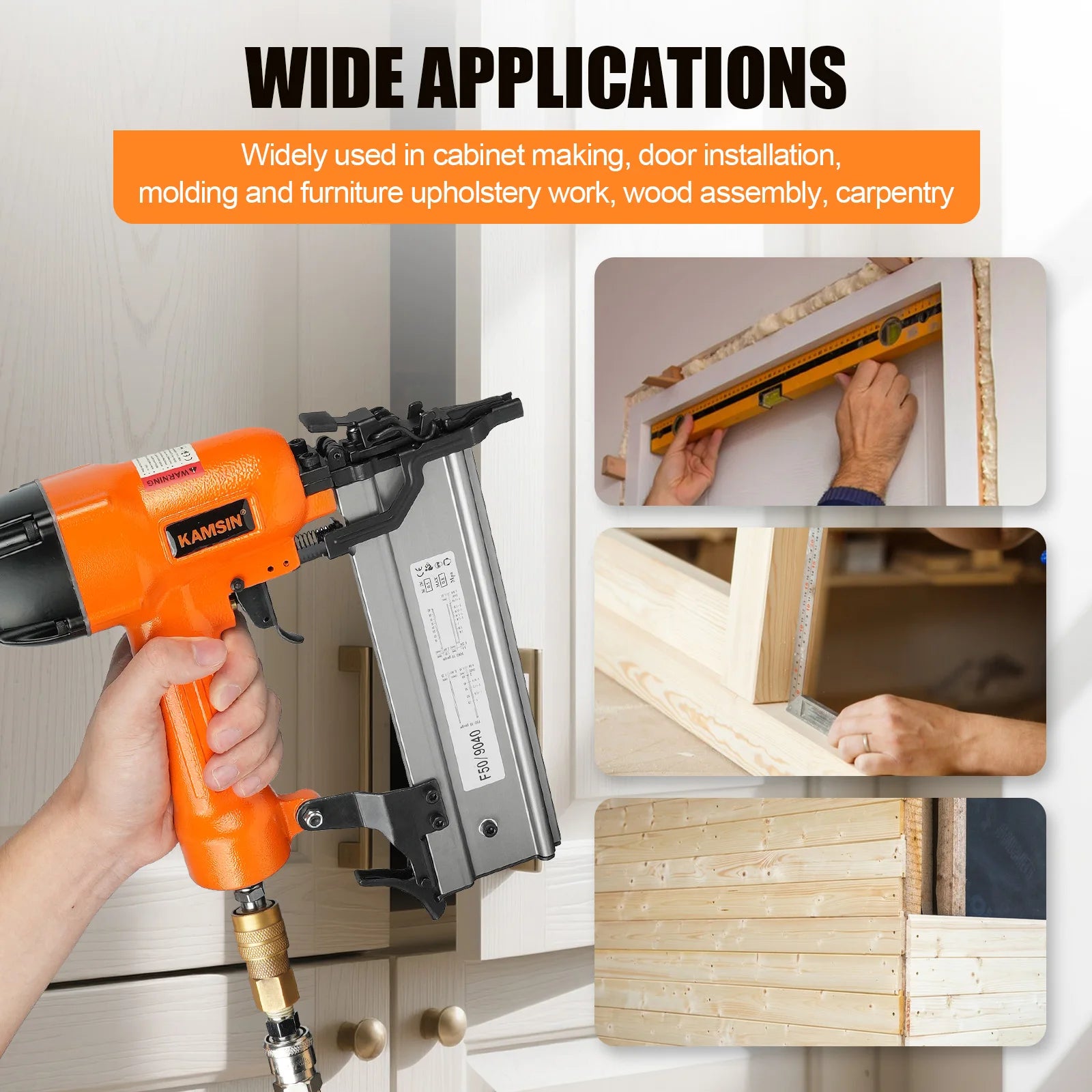 F50/9040 Pneumatic Brad Nailer, 2 in 1 Nail Gun Staple Gun Fires 18 Gauge 2" Brad Nails and 1/4" Crown 1-5/8" Staples with Carry