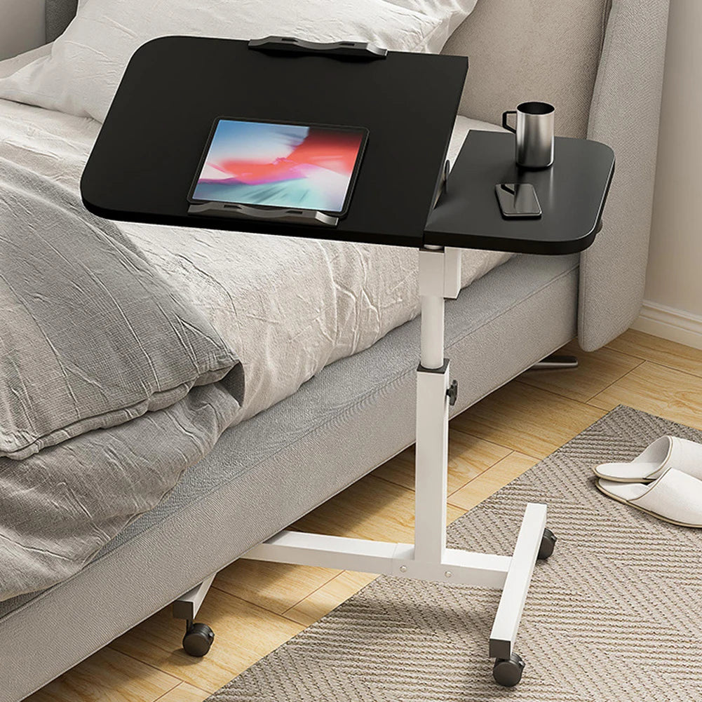 Movable Overbed Table With Wheels, Adjustable Height Overbed Table, Rolling Tray Table, Medical Bedside Desk For Home Office