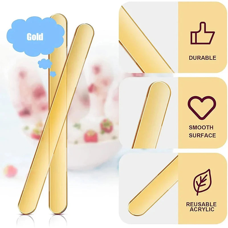 20Pcs Reusable Ice Cream Sticks Acrylic Popsicle Stick Clear Acrylic Ice Cream Sticks DIY Crafts BJL004