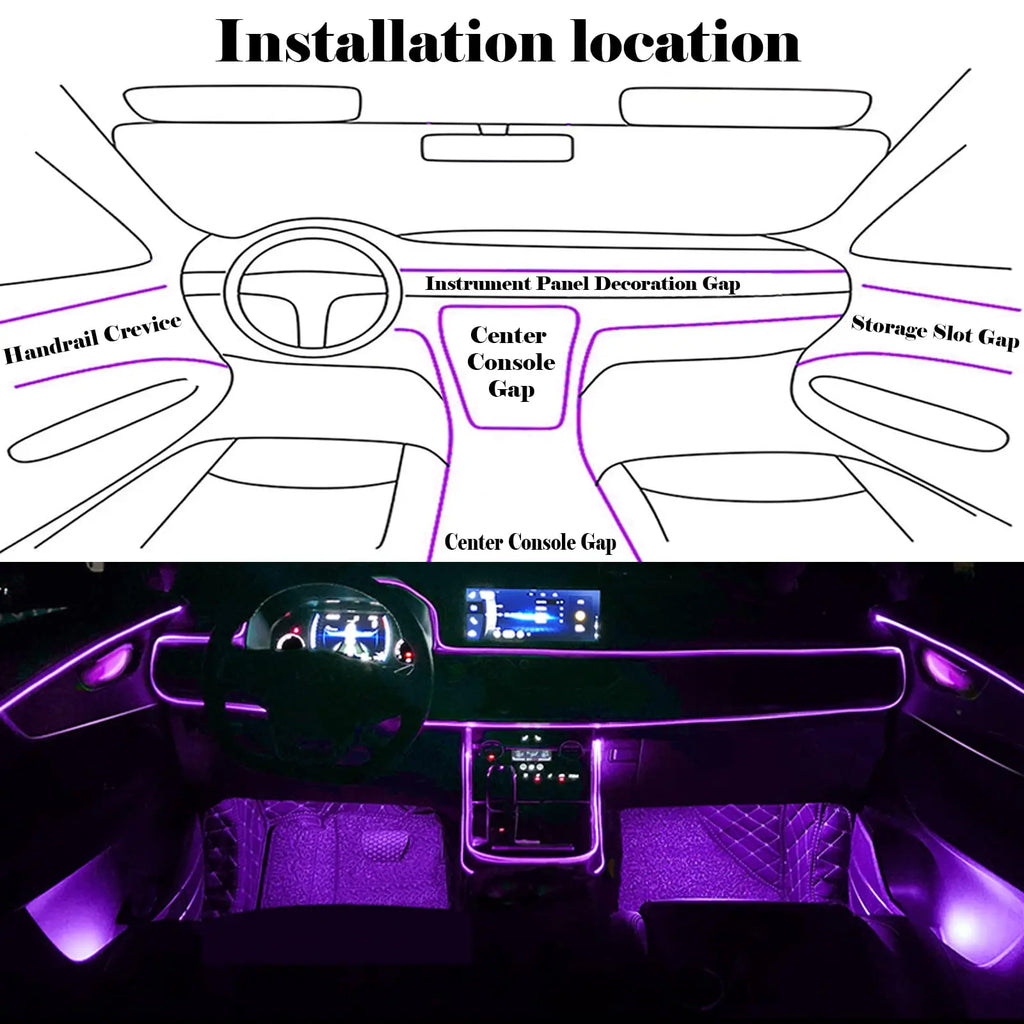 Car Led Strip Lights,Interior Lights,RGB 5 In 1 Ambient Lighting Kit,Led Light Bar for Car with Music Sync Function