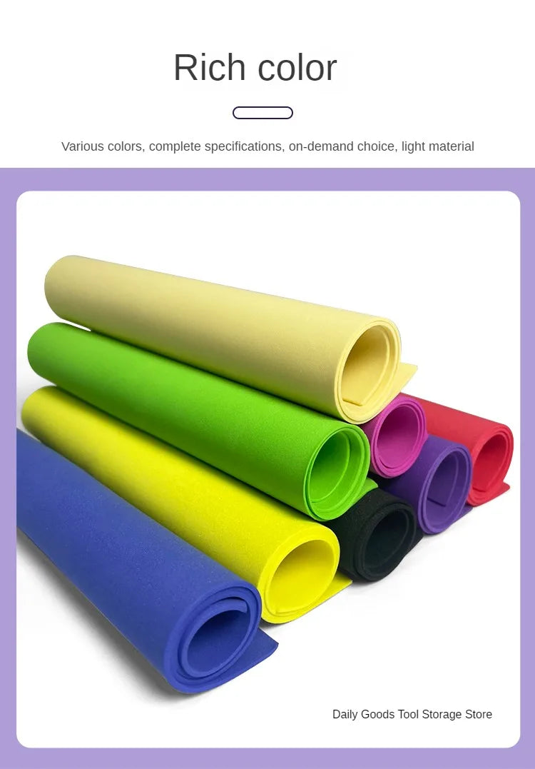 Colorful EVA Foam Board Buffering Shock Absorption Foam Sheet Handmade DIY Cosplay EVA Rubber Sound-absorbing Foam 38 Degrees