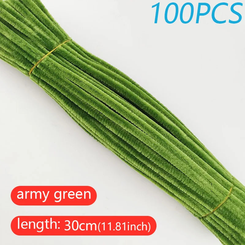 100PCS Colorful Twisted Rod DIY Handcraft Bar Wire Imaginative Wool Root Fluffy Bar Iron Wire Sticks Art Kids Educational Toys