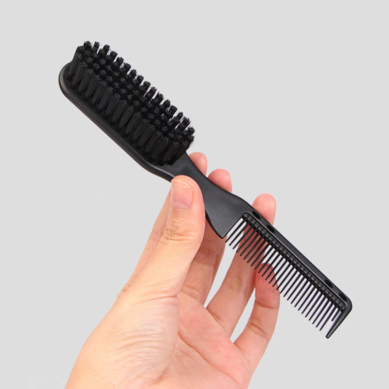 Double-sided Comb Brush Black Small Beard Styling Brush Professional Shave Beard Brush Barber Vintage Carving Cleaning Brush