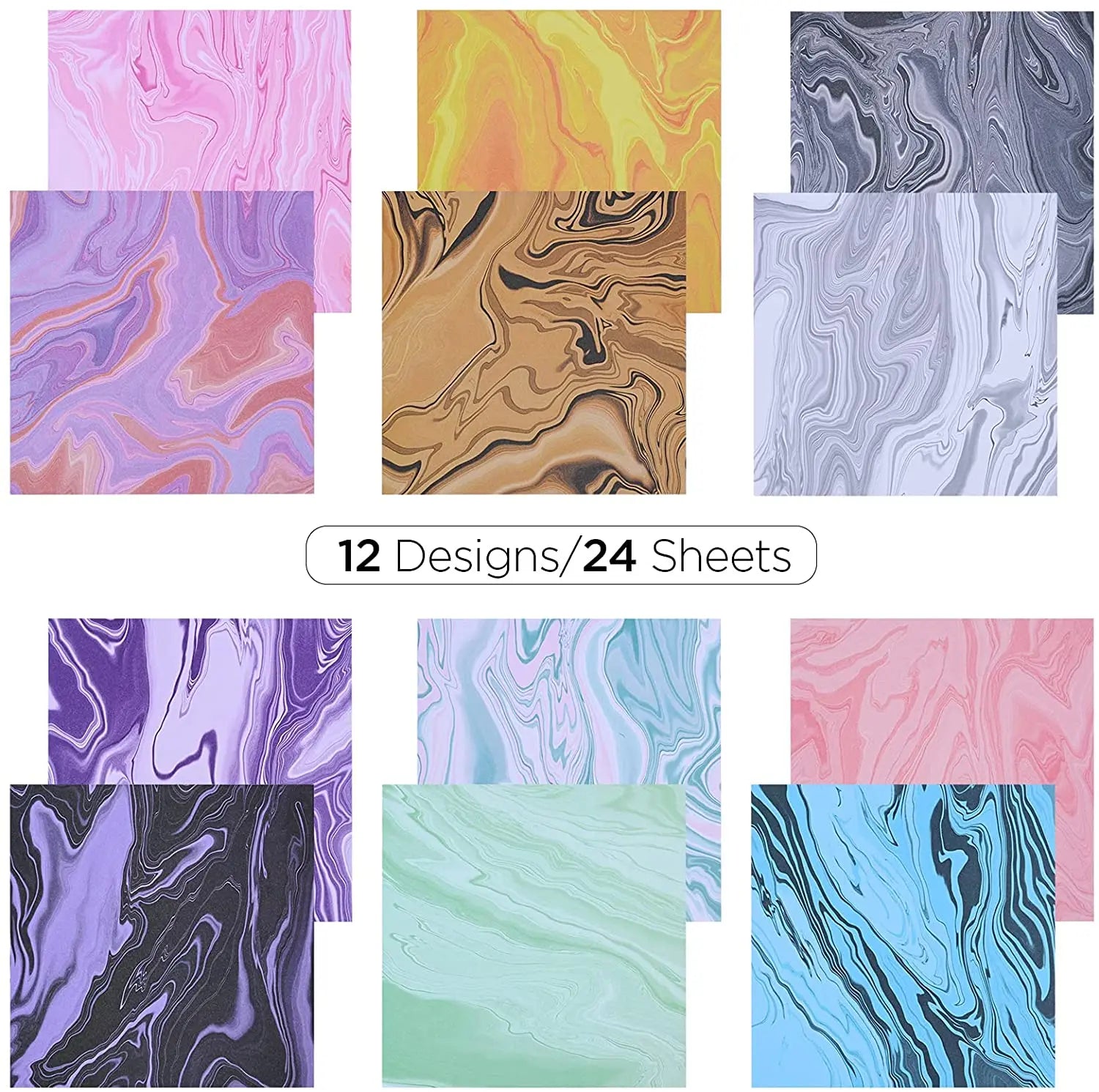 24 Sheets 30x30cm Craft Scrapbooking Paper Pad Watercolored Single-Side Printing Junk Journal Cardstock Supplies for Card