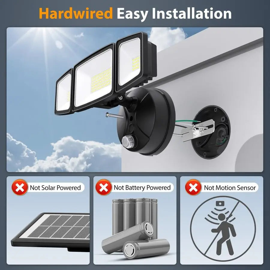 70W LED Dusk to Dawn Flood Lights, 7000LM Black Exterior Security Outdoor Lighting,IP65 Waterproof Outdoor 3 Adjustable Heads Ph
