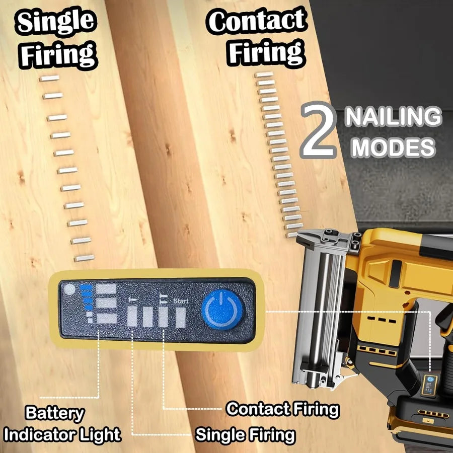 Electric Nail Gun for De-walt 20V Battery 18 Gauge 2 in 1 Brad Nailer Cordless Brushles Staple Gun with 1000pcs Nails and 500pc