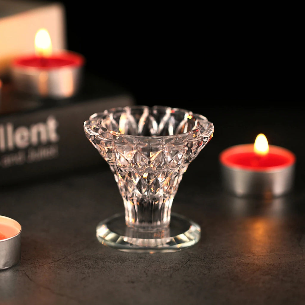 1PC, transparent glass material candlestick, interior decoration candlestick, home life decoration, pure handcrafted art