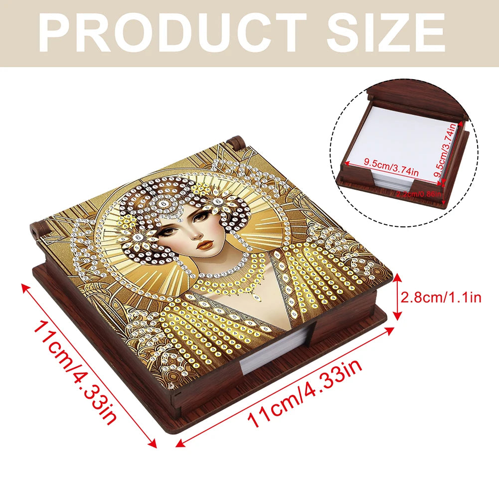 Animals Diamond Art Note Box Contains 160 Sheets of Paper Gem Painting Memo Pad Holder Mosaic Kit Rhinestones Post It Dispenser
