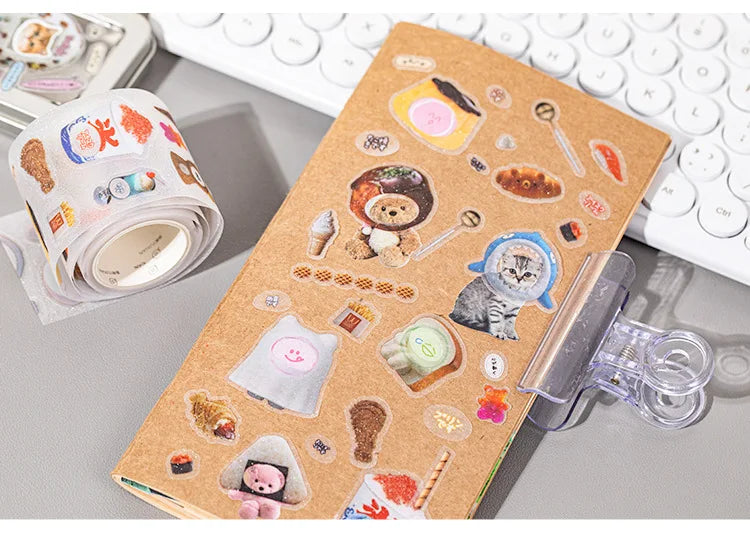 Mr Paper 4rolls Glitter Pet Die-Cut Tape Time Warp ins style cartoon border handbook goo card decorative collage DIY Dairy Card