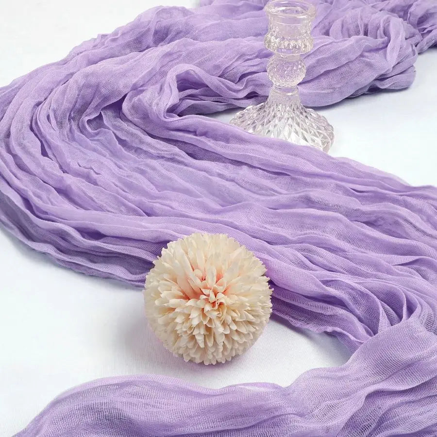 Pack 10FT Lavender Purple Cheesecloth Table Runner 120 Inch Long Gauze Rustic Boho Cheese Cloth Table Runner Sheer Fabric for We
