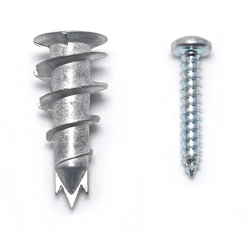 50/100 PCS Self-Drilling Drywall/Hollow Wall Anchor Kit With Zinc Plated Cross Head Self Tapping Screws ﻿