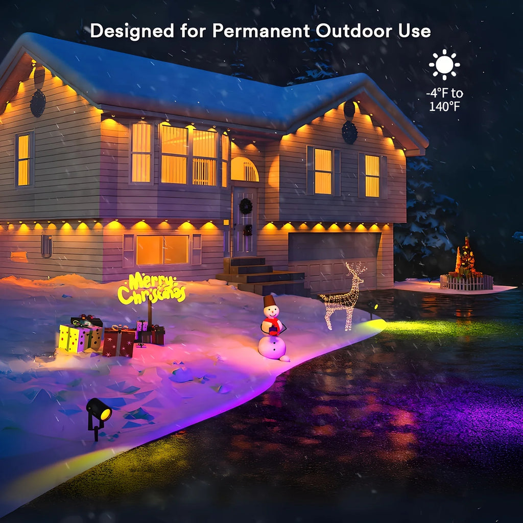100ft/150ft Smart RGBIC Permanent Outdoor Lights for House, Waterproof Eaves Lighting with 72 Scene Modes for Christmas Party