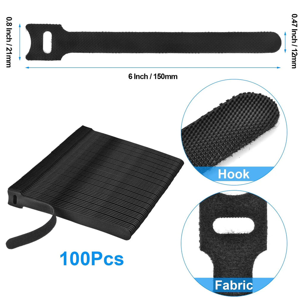 100pcs 100 reusable cable organizer ties, mouse headphone cable management nylon cable ties