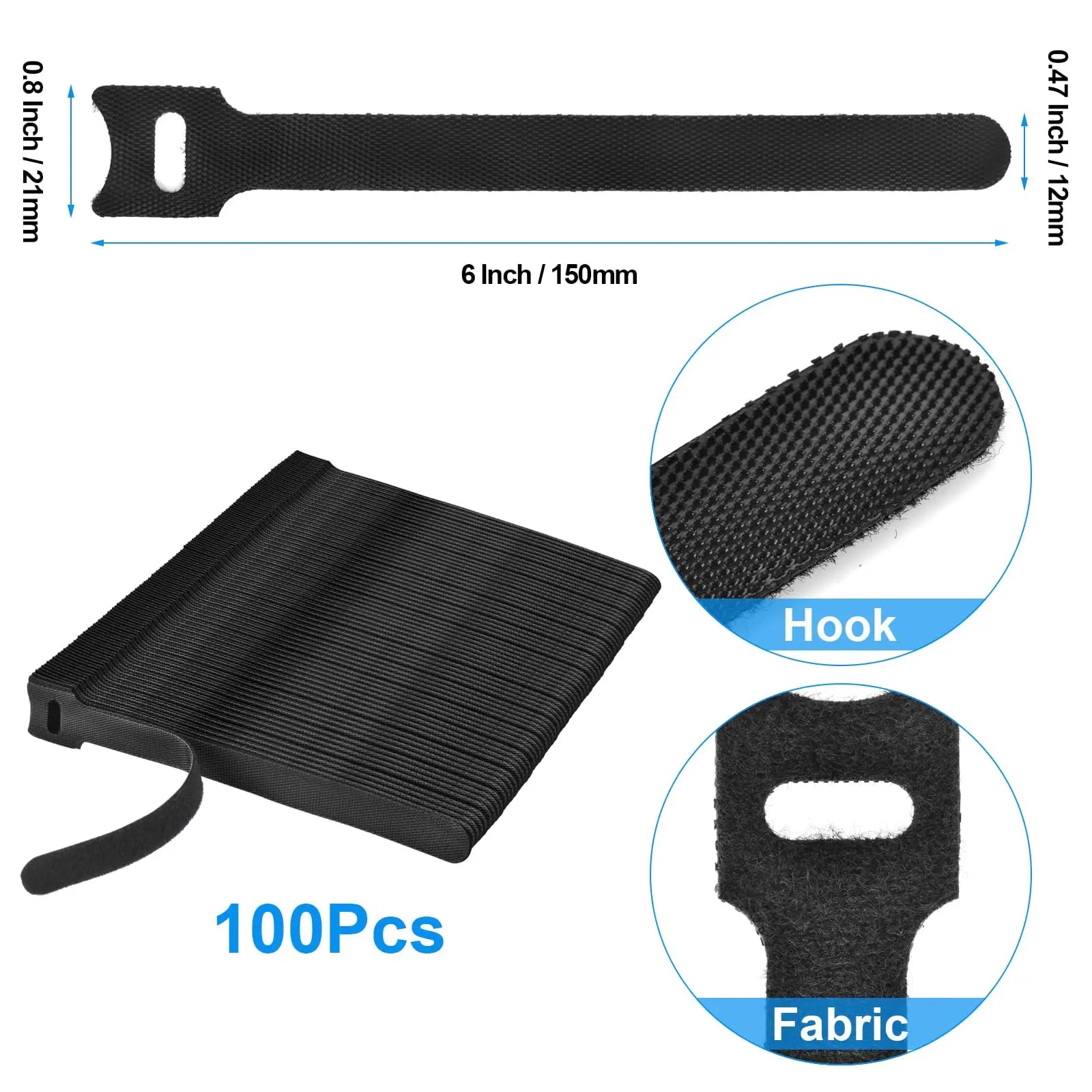 100pcs 100 reusable cable organizer ties, mouse headphone cable management nylon cable ties