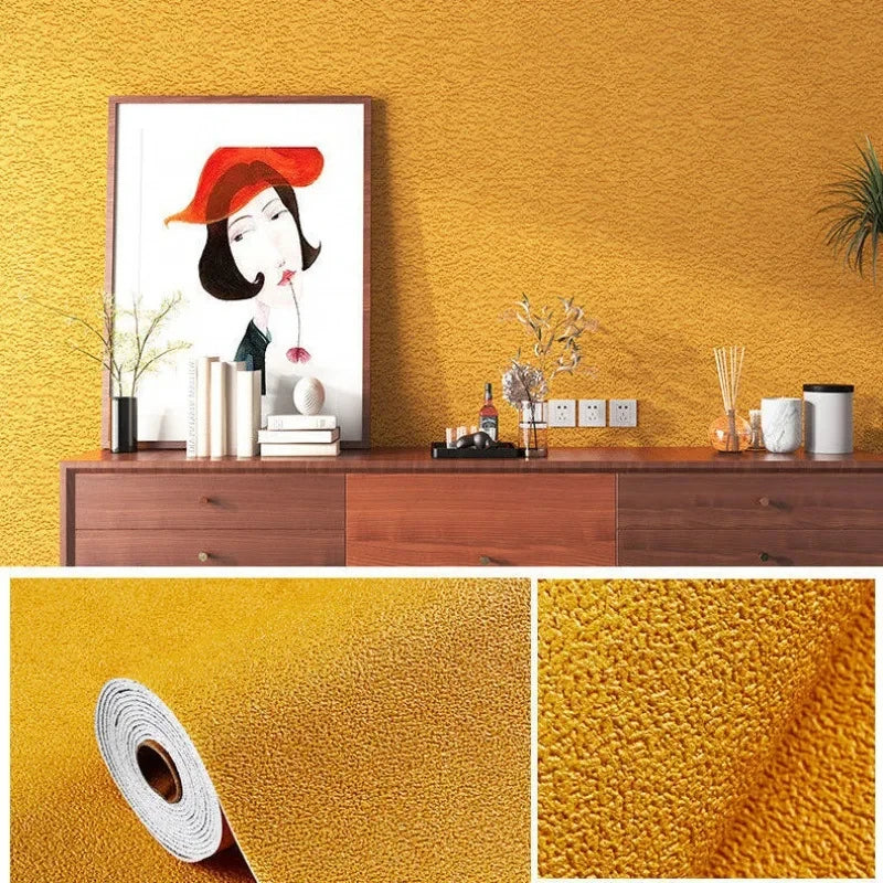 Linen 3D Foam Self-adhesive PVC Solid Color Thickened Waterproof Background Wall Renovation Wallpaper Wall Stickers Home Decor