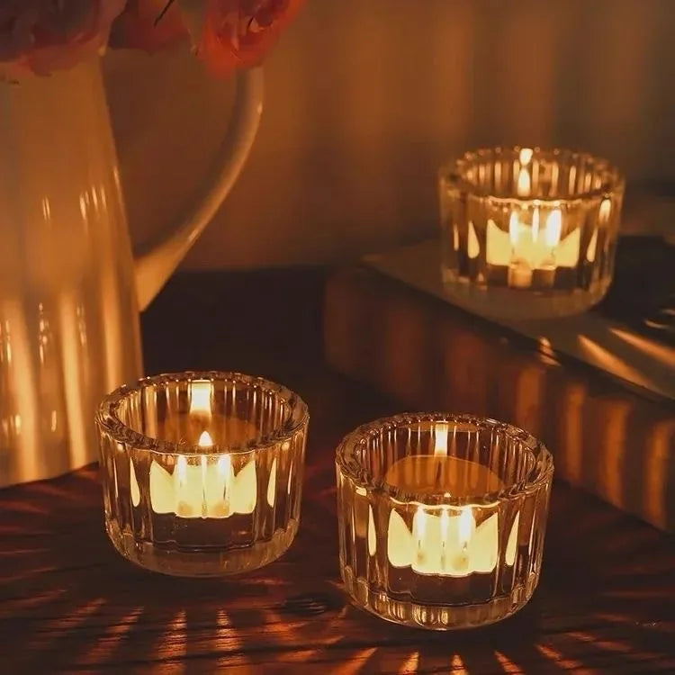 Small Clear Mini Candlestick Table Glass Tealight Candle Holder Wedding Table Decor,Party Supplies,Home Decor LZT001