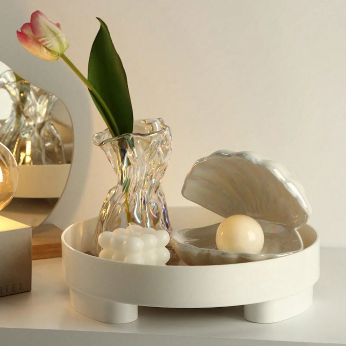 1 piece - Wooden desktop tray, entryway key holder, bathroom cosmetics organizer, simple living room desktop decoration gadget