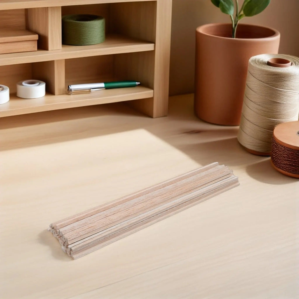 50Pcs Balsa Wood Square Wooden Dowel Rods 11.8x0.16 Inch Unfinished Craft Wood Sticks for DIY Woodworking Small Craft Projects