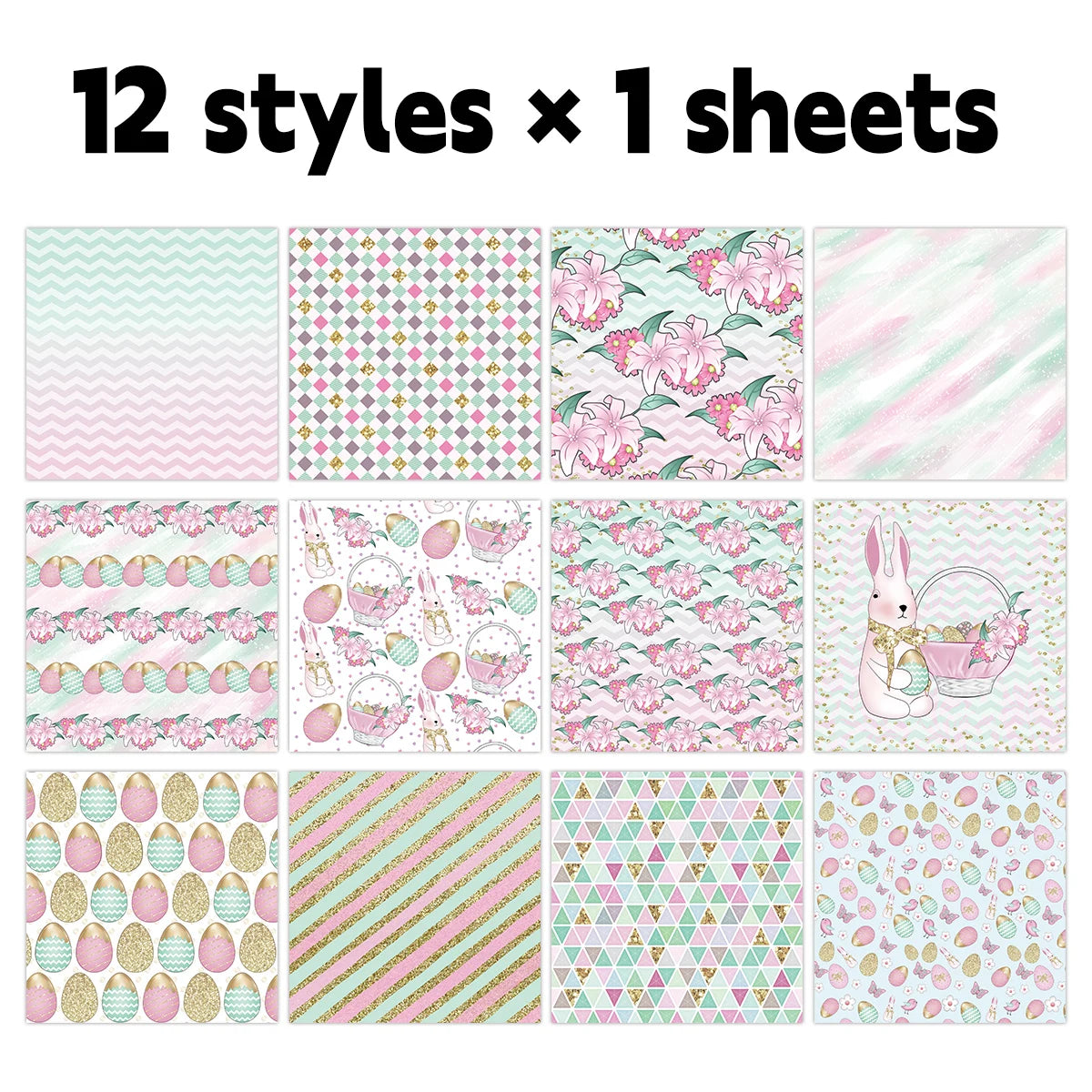 12pcs Easter-Themed Decorative Paper Pad,For Scrapbooking,Junk Journaling,Paper Cutting,Crafting,Holiday Home Decor Decoration