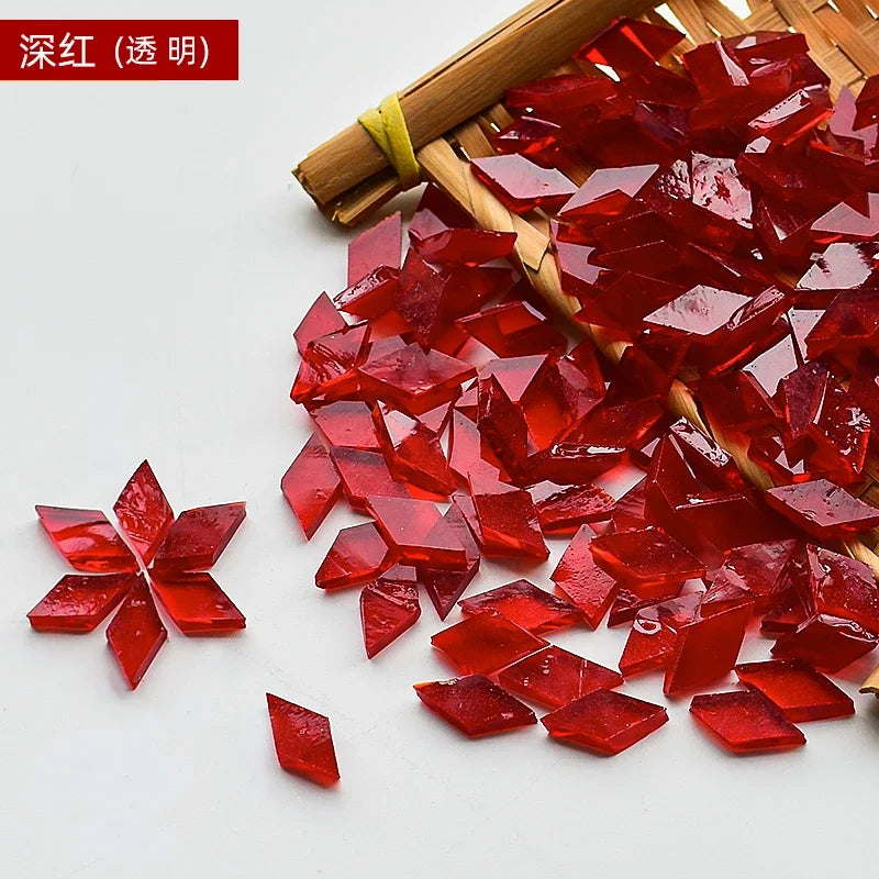 200g Diamond Shape Mosaic Mica Stained Glass Mosaic Tiles Mosaic Making Tiles for Puzzle Art DIY Craft Lamp Table Accessories
