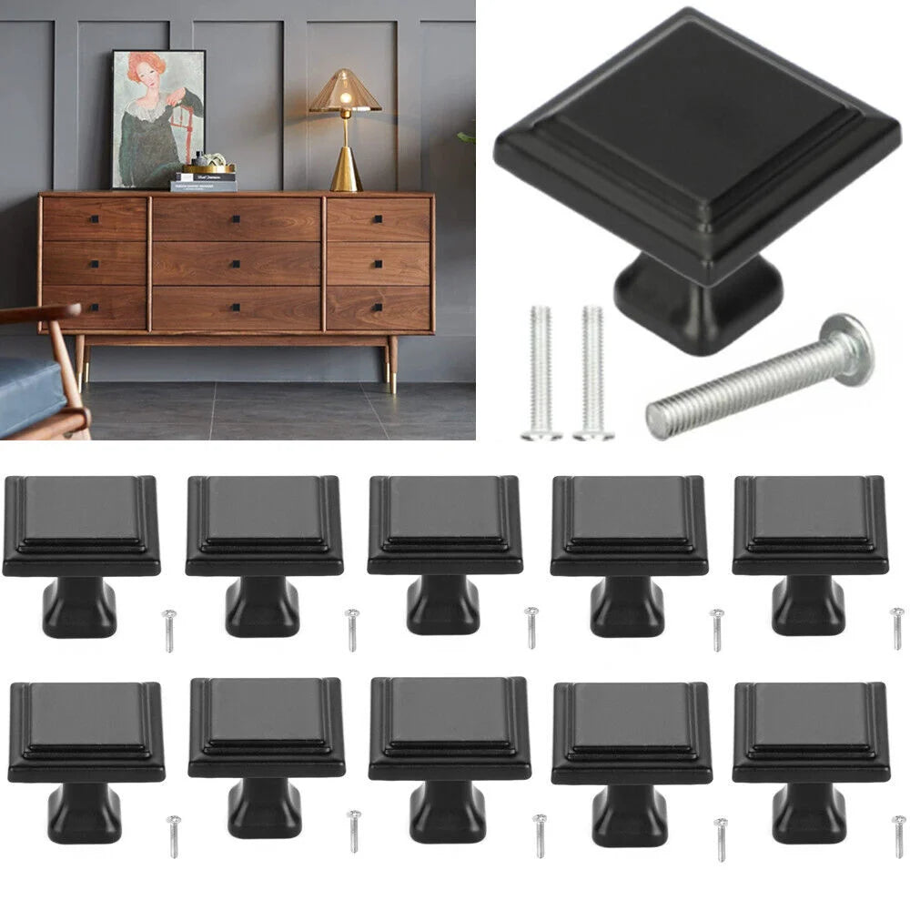 10 Pcs Matte Black Kitchen Cabinet Handles Knobs Cupboard Drawer Door Pulls Handles High Quality Aluminum Alloy Handles