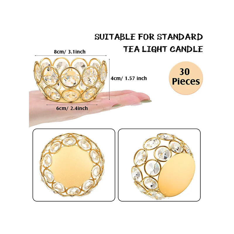 20 Pieces Tea Light Candle Holders, Crystal Bowl Candle Holders, Wedding Party Table Decorations, Halloween and Christmas Decora