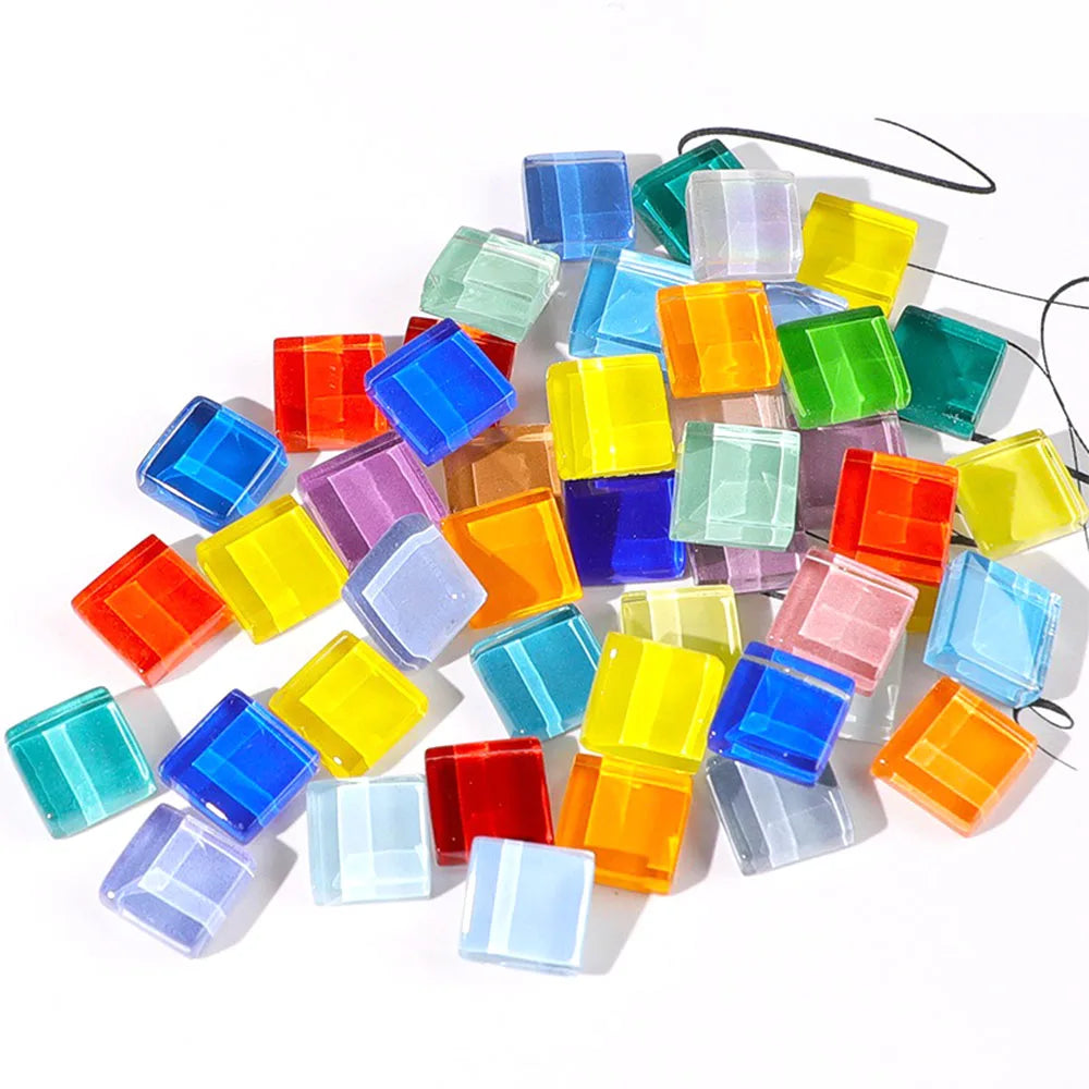 DIY Ceramic Mosaic Glass 50pcs Tiles Colored Crystal Mirror Grain For Wall Decorative Hand Painting Materials Art Crafts Project