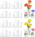 Clear Glass Cylinder Vases Set of 24, 4-8 Inch Tall for Centerpieces, Floating Candle Holders, Hurricane Glass Vases