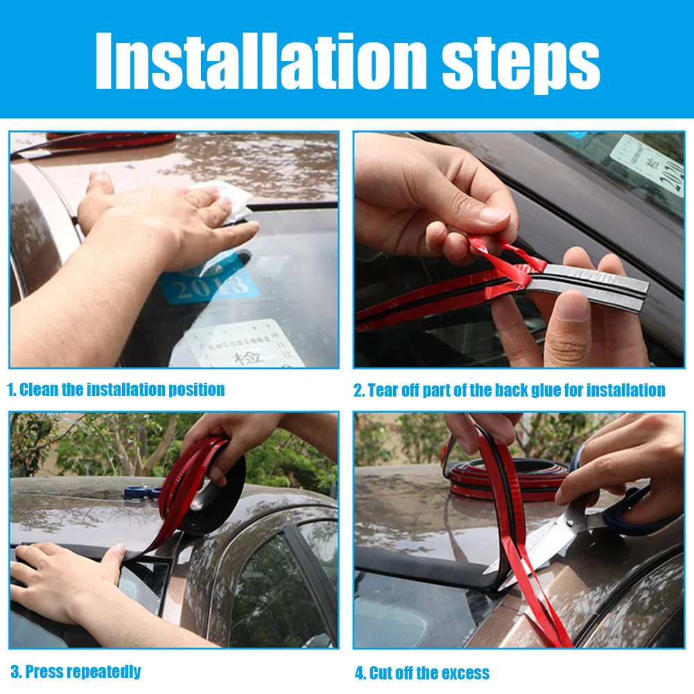 Window Edge Windshield Roof Sealing Strip Rubber Noise Insulation Auto Roof Windshield Sealant Protector Waterproof Window Seals