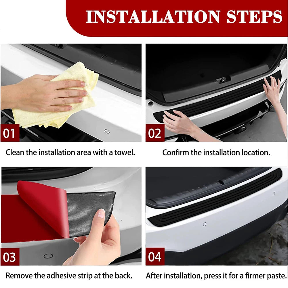 Universal Car Trunk Door Guard Strips Sill Plate Protector Rear Bumper Guard Rubber Mouldings Pad Trim Cover Strip Car Styling