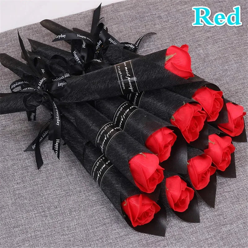 10 PCs Artificial Rose Flower Soap Bouquet Wedding Flower Decoration Multicolor Fake Roses