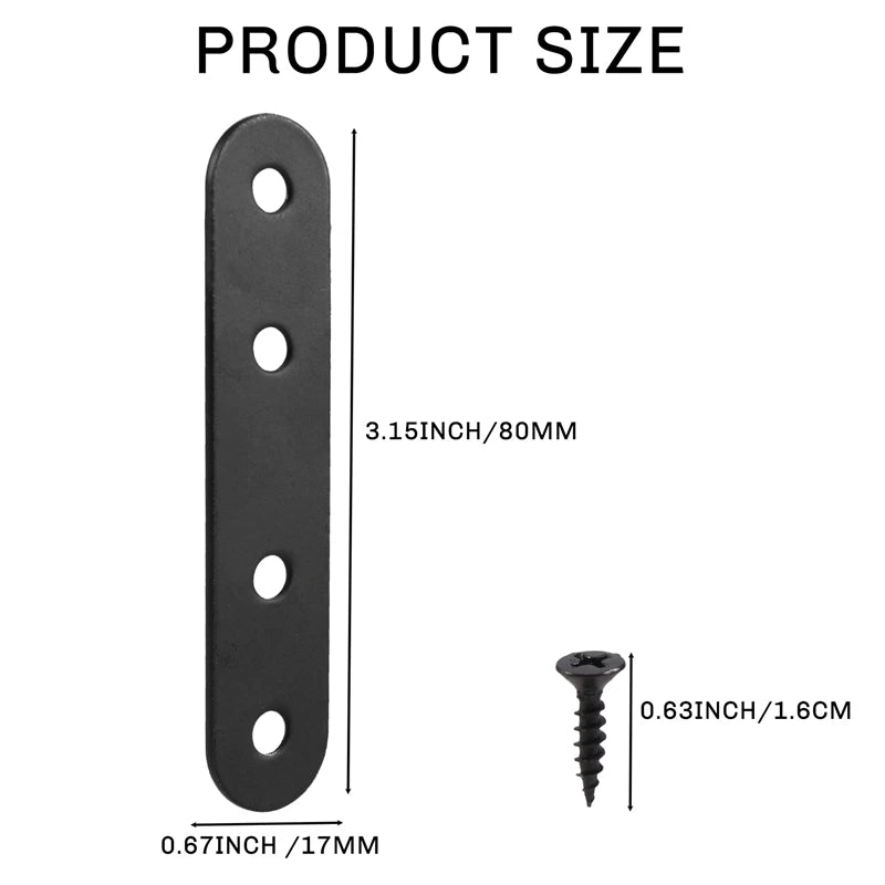 12 PCS Straight Brackets Stainless Steel Brace Flat Metal Brackets Mending Repair Plate With Screws For Wood