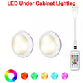 USB Rechargable RGBW LED Cabinet Light Puck Lamp 16 Colors Timmer Remote Under Shelf Kitchen Counter Lighting