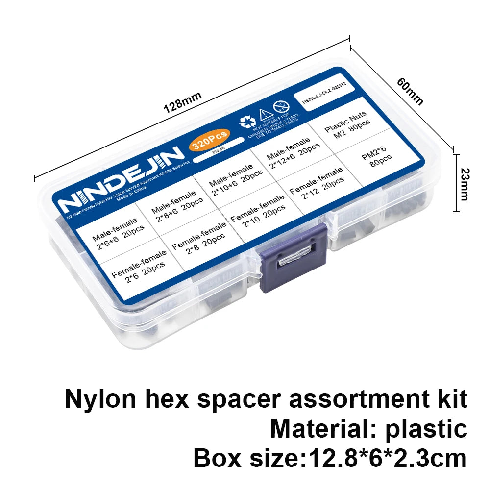 Male Female Nylon Hex Standoff Assortment Kit with Plastic Screws Nuts M2 M2.5 M3 M4 Insulation Plastic Standoff Spacer Set