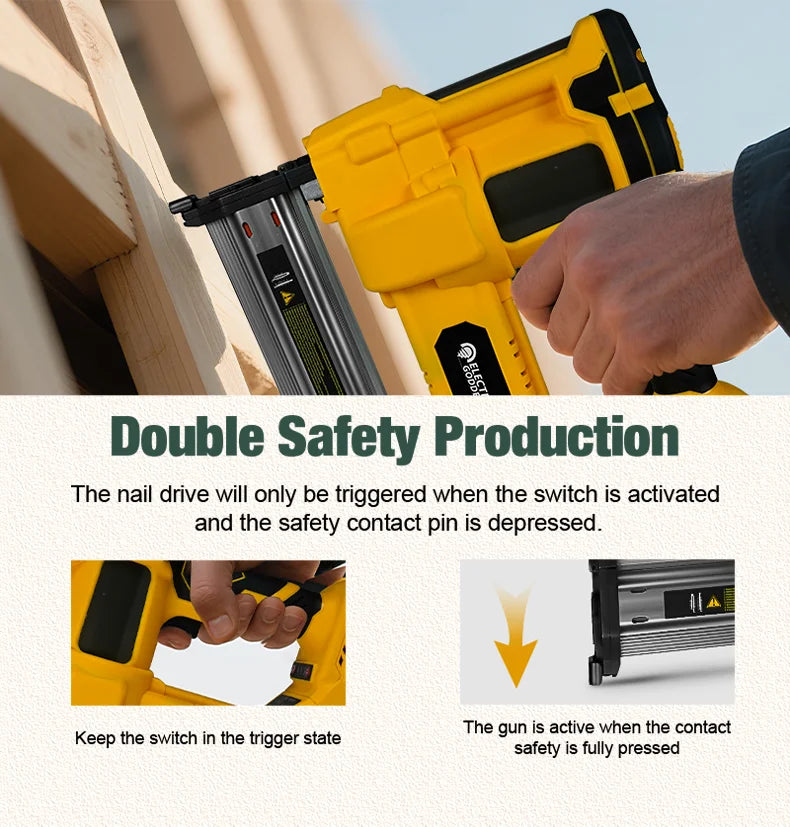 50mm Brushless Electric Nail Gun Depth Adjustment Nailer Stapler F50 Furniture Staple Gun For Dewalt 20V Battery Pin
