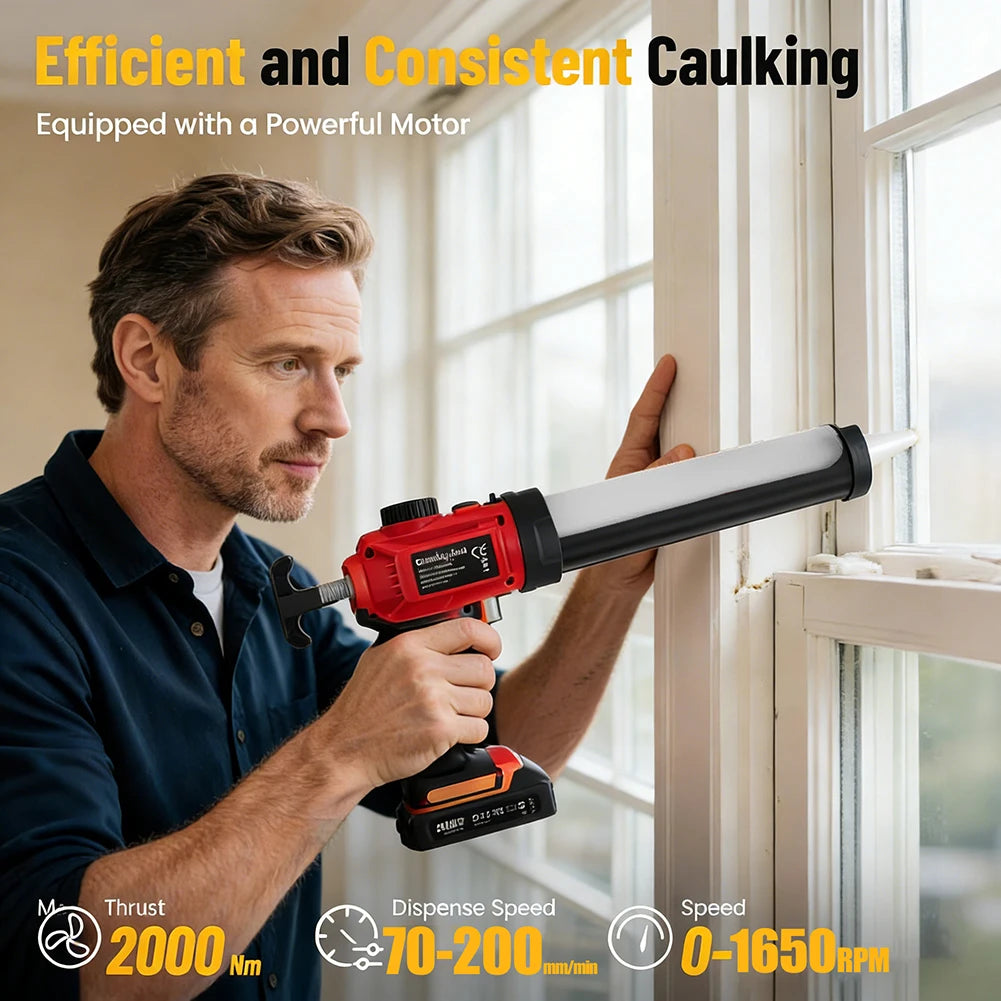 Electric Caulking Gun w LED Light Auto Filling Sealing Repair Tools Adjustable Speed Wireless Glass Glue Gun for Makita Battery