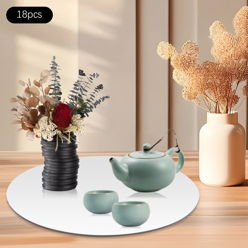 18PCS 6 In Round Mirror Tray Set, Acrylic Mirror Plate, Polished Circle Centerpiece, Table Decor, Decorative Mirror Coaster