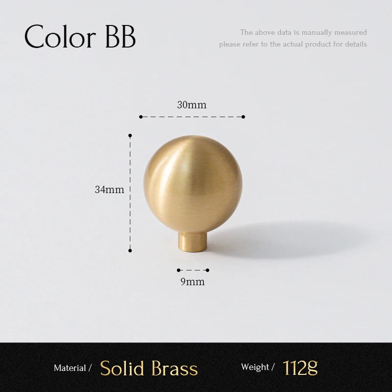 Santaya Brass Knob Round Furniture Handle Ball Modern Minimalist Gold Drawer Knob Wardrobe Pull Kitchen Handle Solid Single Hole
