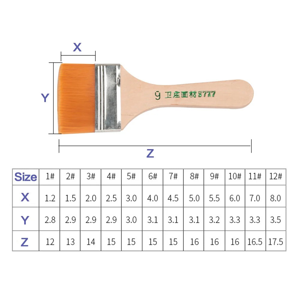 12Pcs/Set High Quality Nylon Paint Brushes With Different Sizes And Wooden Handles Ideal For Acrylic Oil And Watercolor Painting