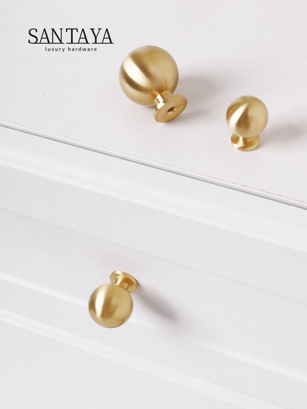 Santaya Brass Knob Round Furniture Handle Ball Modern Minimalist Gold Drawer Knob Wardrobe Pull Kitchen Handle Solid Single Hole