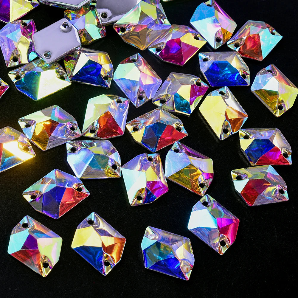 Oleeya CrystalAB Mix shapes Best Quality Resin Sewing Rhinestone  Flatback Sew On Stones Strass for Clothing Accessories Shoes