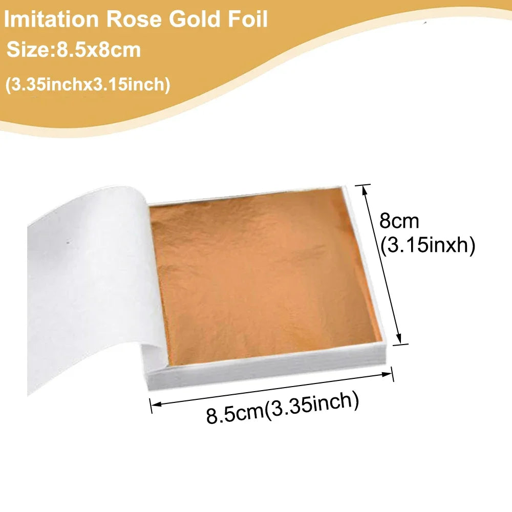 100pcs Imitation Gold Sliver Copper Foil Paper DIY Resin Candle Plaster Craft Leaf Flake Gilding Sheets Art Nail Home Decoration