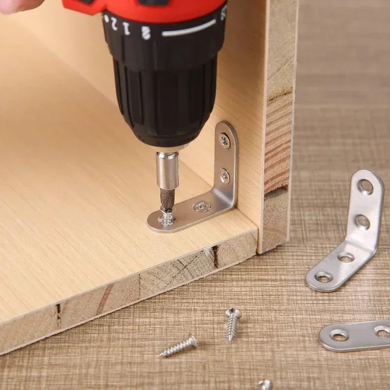 20-1pcs L Shaped Corner Brace Stainless Steel Joint Bracket 90 Degree Connector Fastener Furniture Shelves Cabinet Support Frame