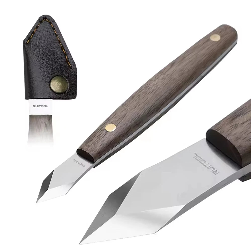 High Carbon Steel Marking Knife with Double Bevel Blade Wooden Handle for Precision Marking and Carving with Protective Sheath
